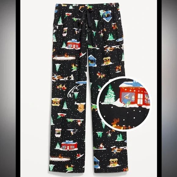 🐆Holiday Black pj set Small top with Medium bottoms! - Picture 4 of 5